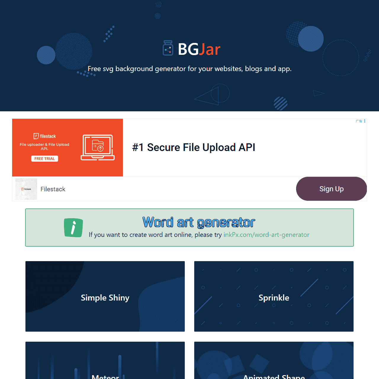 BGJar | Free svg background image generator for your websites