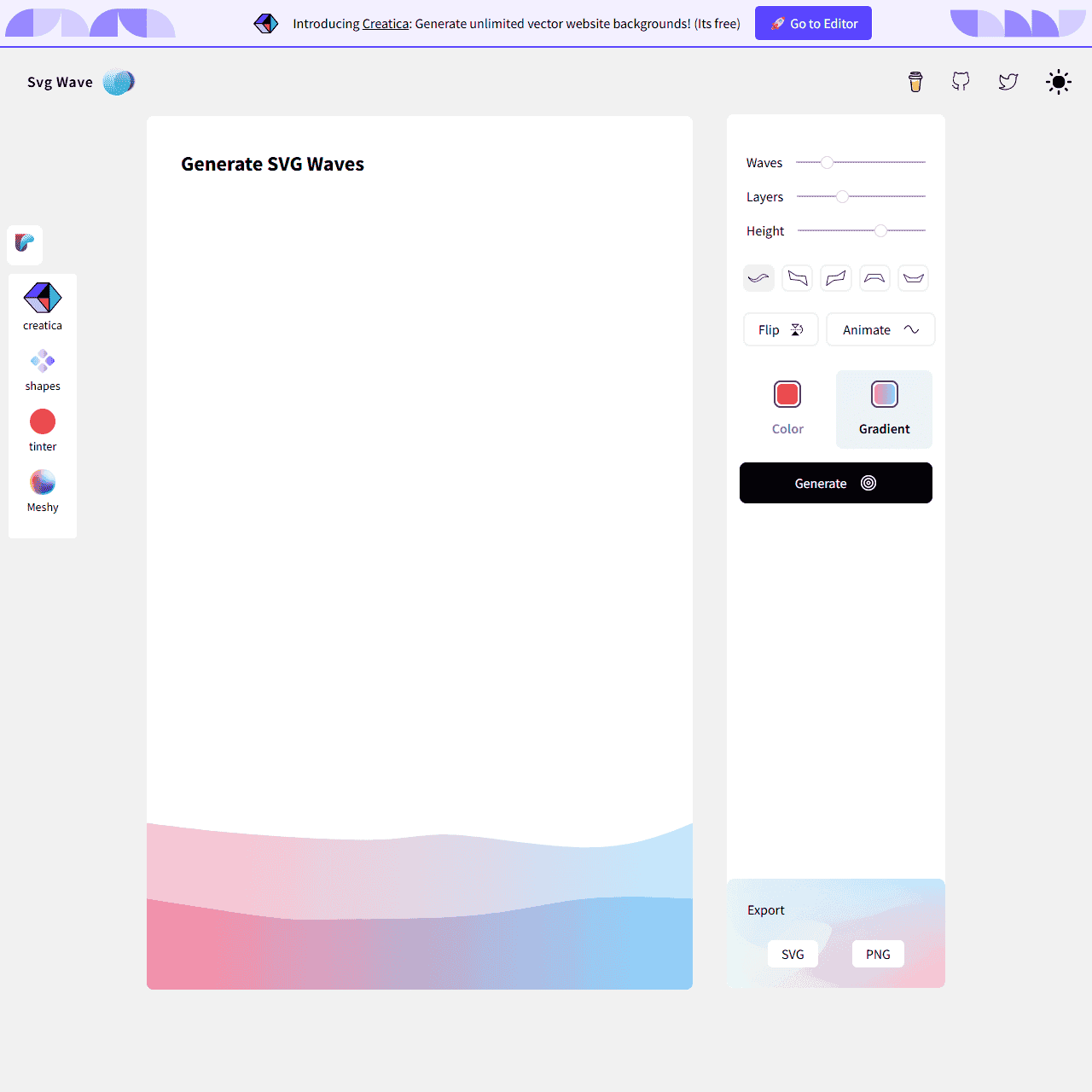Svg Wave - A free & beautiful gradient SVG wave Generator.