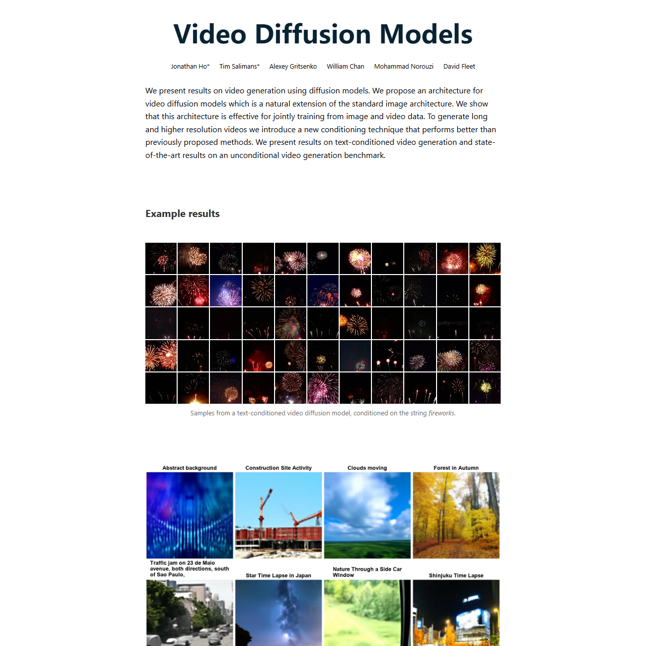 Video Diffusion Models
