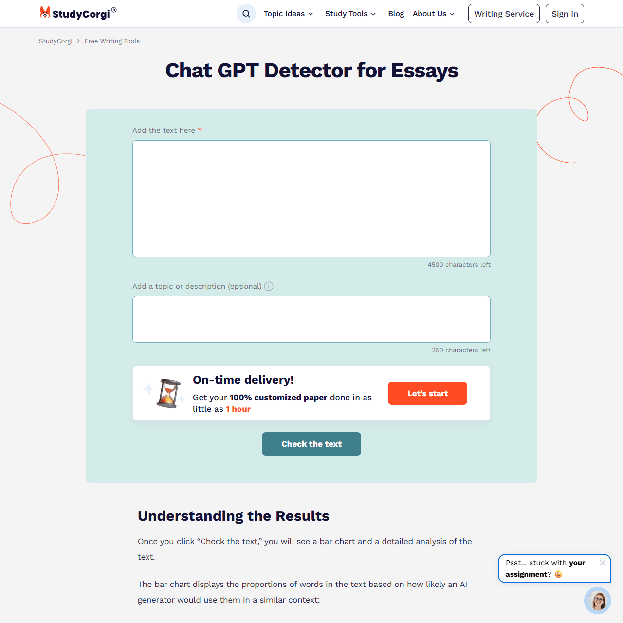 StudyCorgi ChatGPT Detector